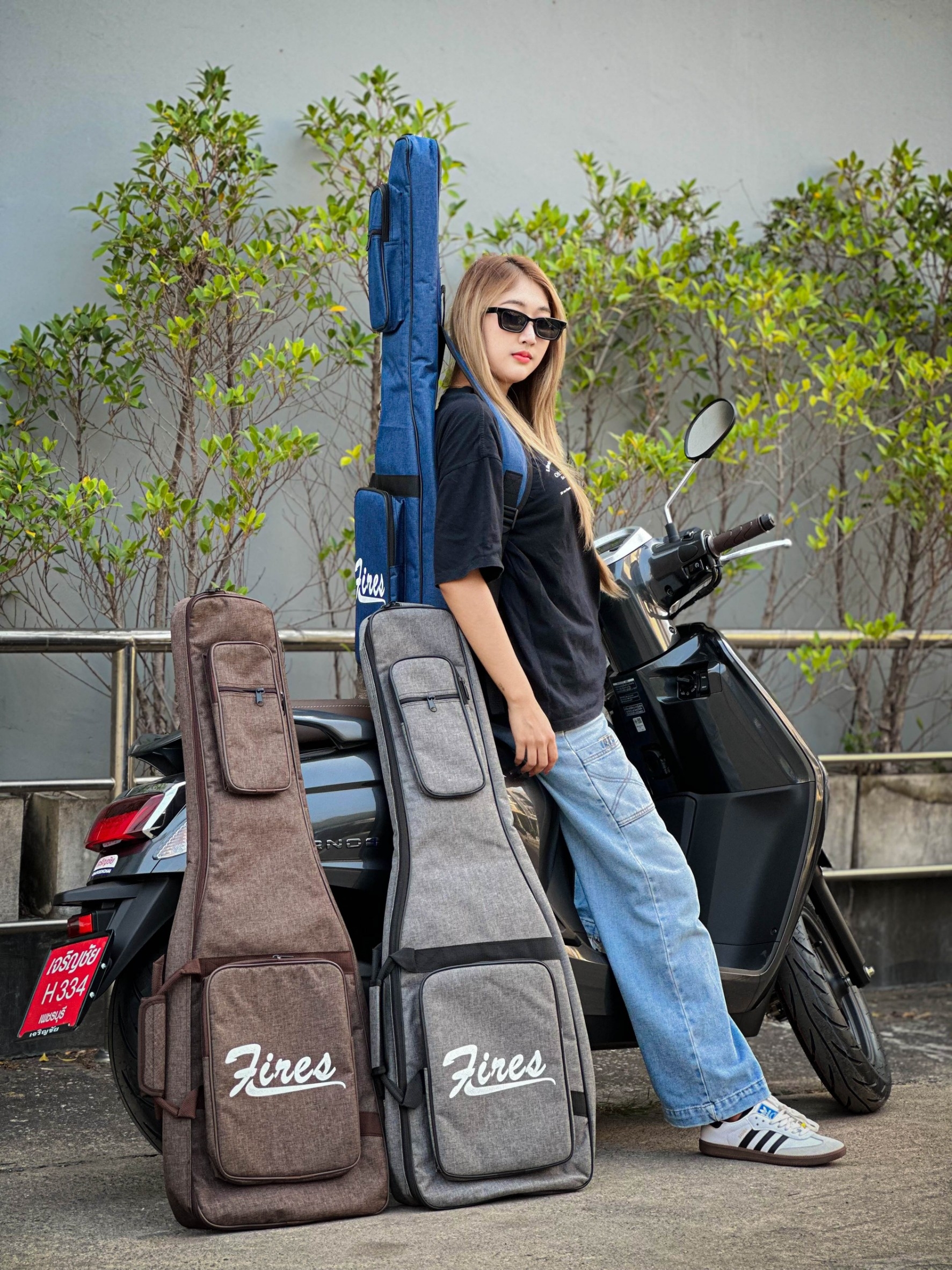 Fires ซอฟเคสกีต้าร์ไฟฟ้า บุฟองน้ำ 5 มิล กระเป๋ากีต้าร์ไฟฟ้า กันน้ำได้ สีน้ำเงิน มีหูหิ้ว/สะพายหลัง