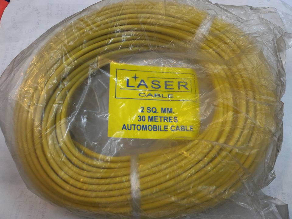 สายไฟอ่อนสีเหลืองเดินวงจรขนาด2มม.เส้นทองแดงฝอย1ม้วนยาว30เมตรWIRE COLOR YELLOW 2.0MM สายไฟ2SQMM1ม้วน=30เมตรยี่ห้อLASER CABLEราคา