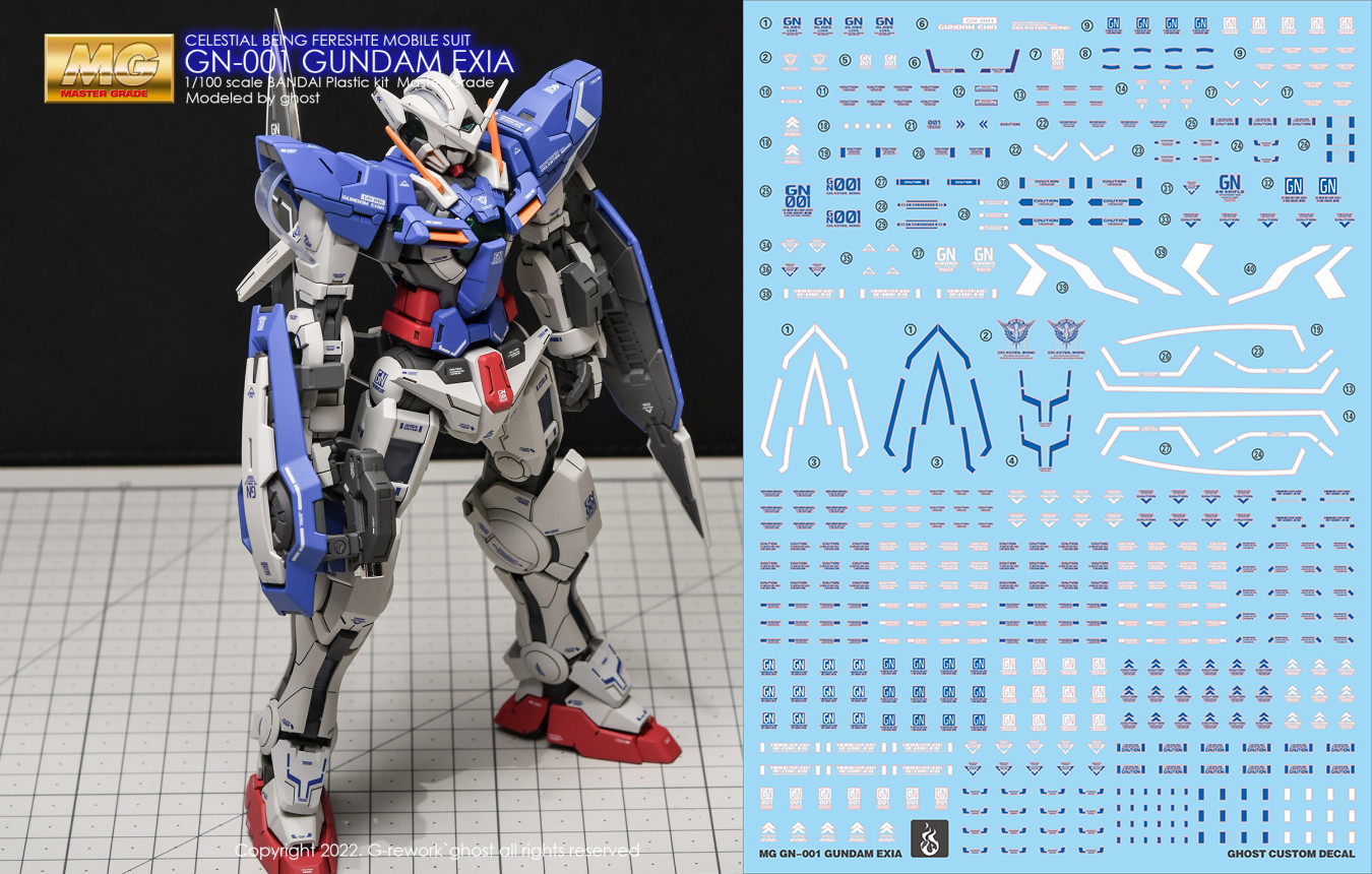 Water Decal 129 MG1/100 Gundam Exia ยี่ห่อ Ghost-Decal