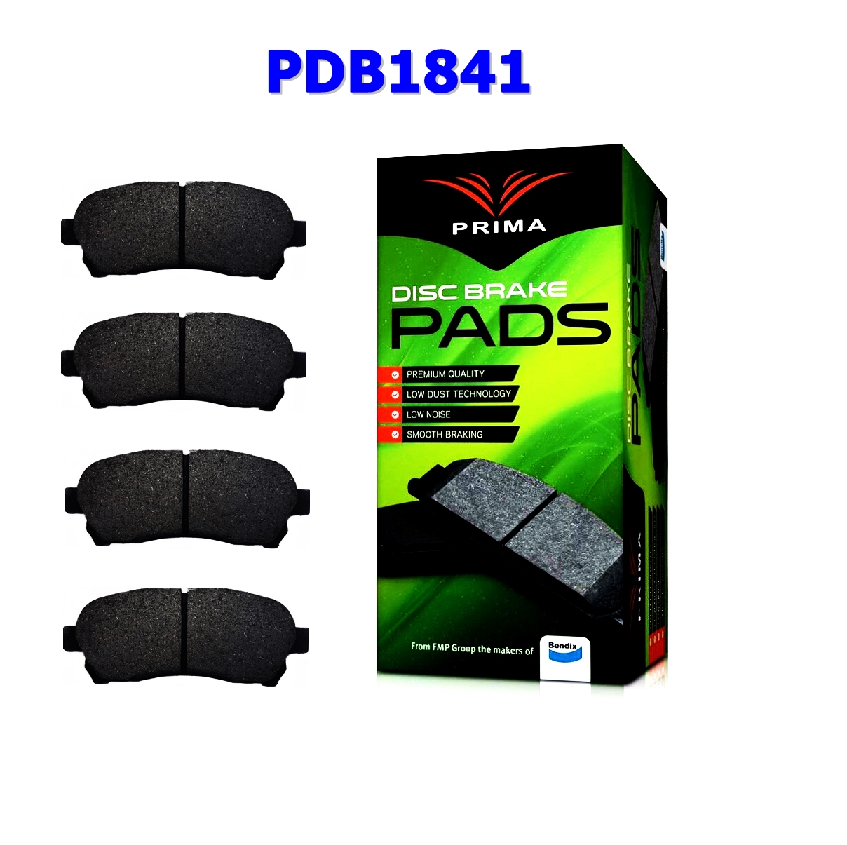 ผ้าเบรคคู่หน้า ISUZU DMAX 2WD-4WD ปี 2008-2019,Chevrolet COROLADO 2WD-4WD 2.4, 3.0 ปี 2007-2013 Prima PDB1841