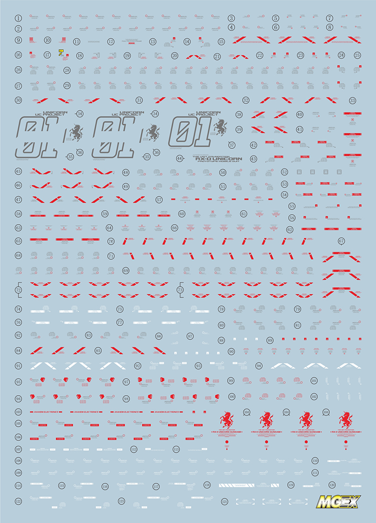 056 Water Decal MGEX Unicorn Gundam ยี่ห่อ S.I.M.P. Model Decal
