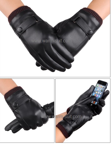 ถุงมือหนังผู้หญิง บุวูลด้านในทัชสกรีนได้