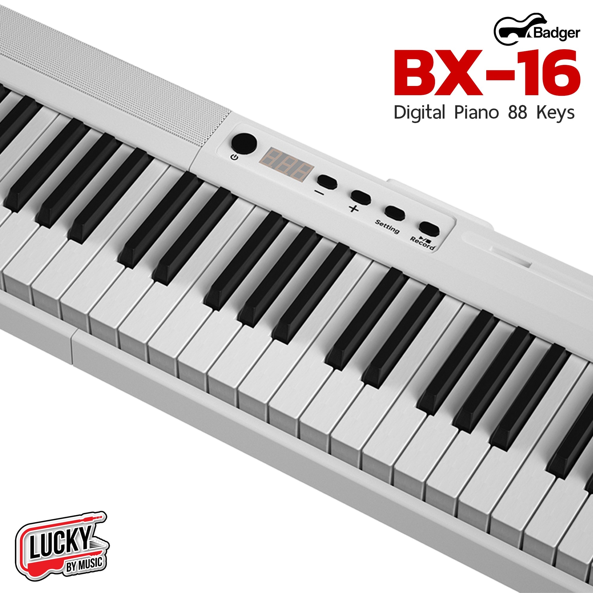 Badger เปียโนไฟฟ้า 88 คีย์ คีย์บอร์ด BX-16 ลิ่มทัชชิ่งดี มีแบตในตัว ฟรี กระเป๋า , Sustain อุปกรณ์