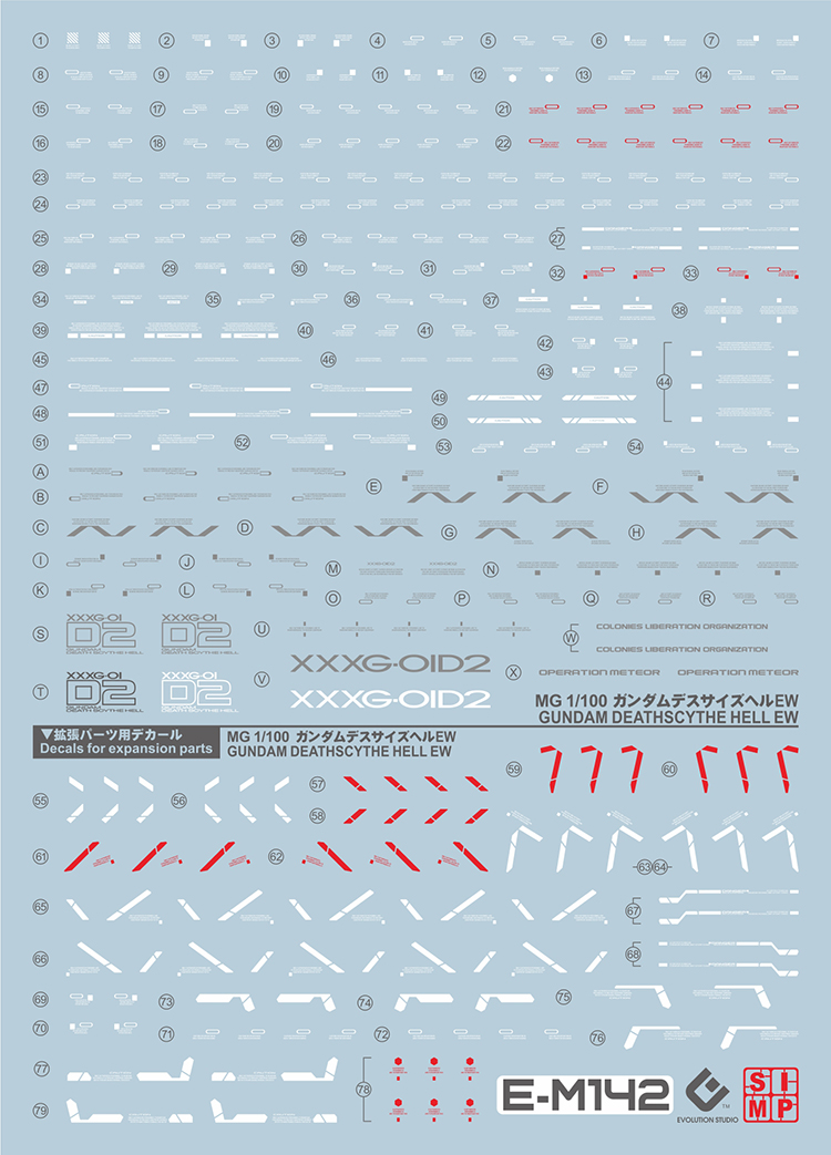 121 Water Decal MG1/100 Gundam Deathscythe-Hell ยี่ห่อ S.I.M.P. Model Decal