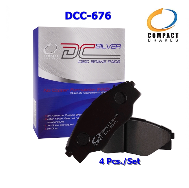 ผ้าเบรคหน้า TOYOTA VIGO PRERUNNER ปี 04-11(วีโก้ ขับสองยกสูง) ,VIGO 2.5, 3.0 4x4 ปี 04-08, FORTUNER 4x4 ปี 05-08 DCC-676