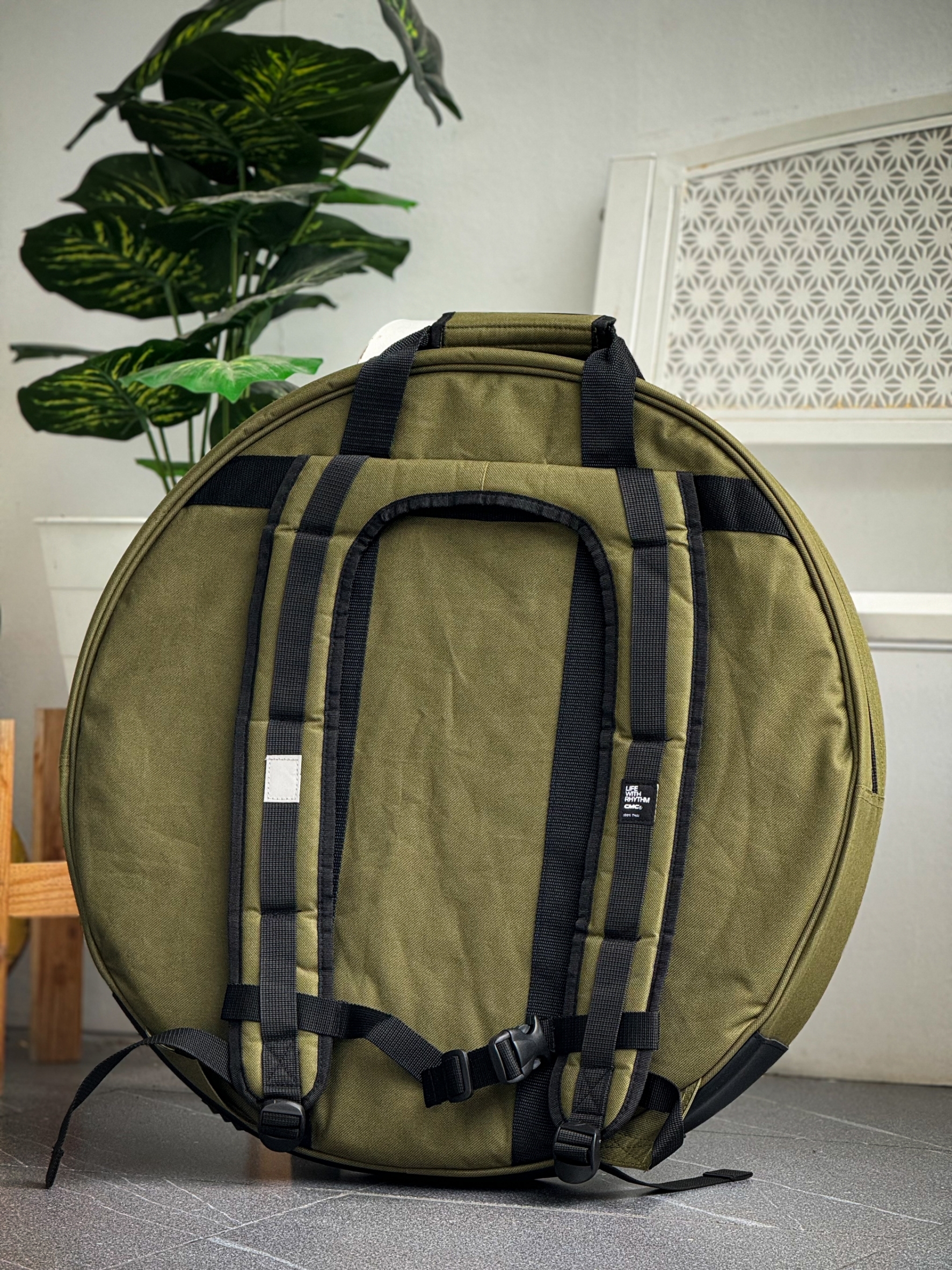 กระเป๋าฉาบ CMC เขียวล้วน บุฟองน้ำหนา ใส่ฉาบได้ทุกขนาด เลือกสีได้ กระเป๋าใส่ฉาบ ใส่ได้ถึง 22 นิ้ว ป้องกันอย่างดี