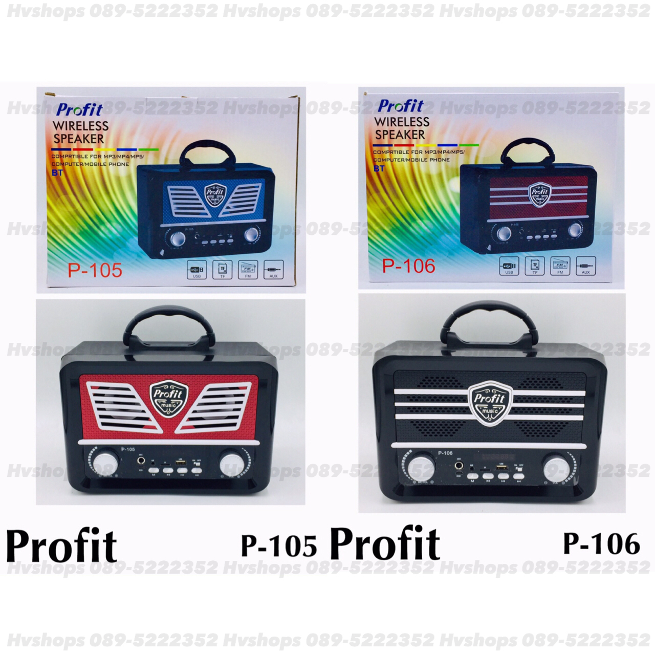 ลำโพงเครื่องเสียงพร้อมช่องเสียบไมค์ ลำโพงบลูทูธ Profit P-111