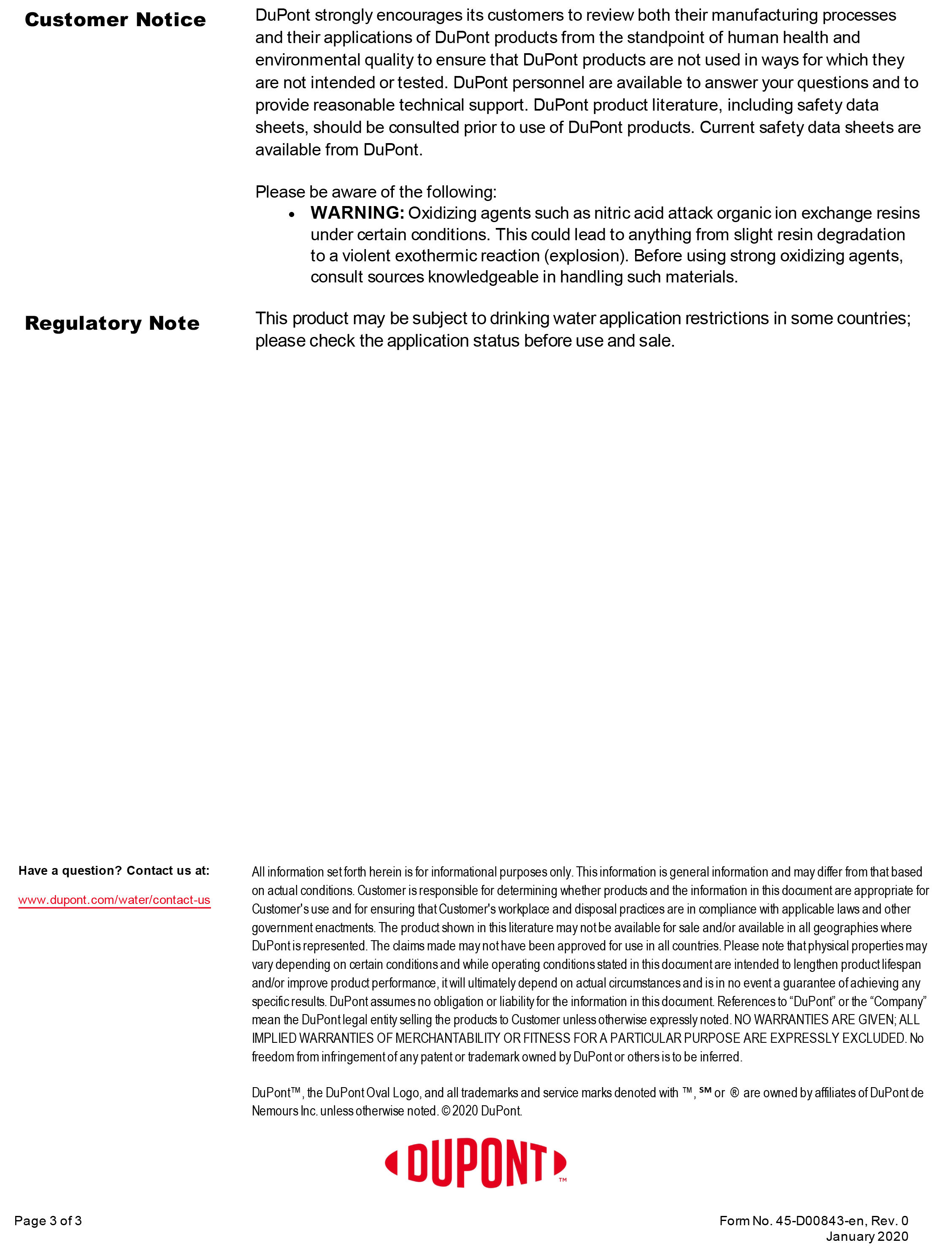 Ion Exchange Resin Food Grand "Dupont"