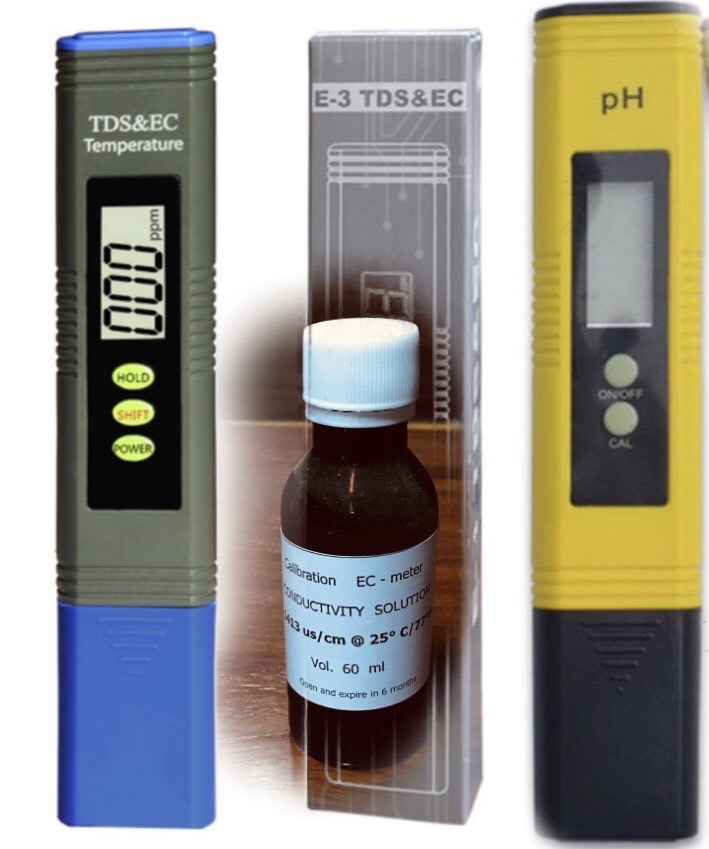 EC meter E-3 + PH meter + น้ำยาสอบเทียบ EC