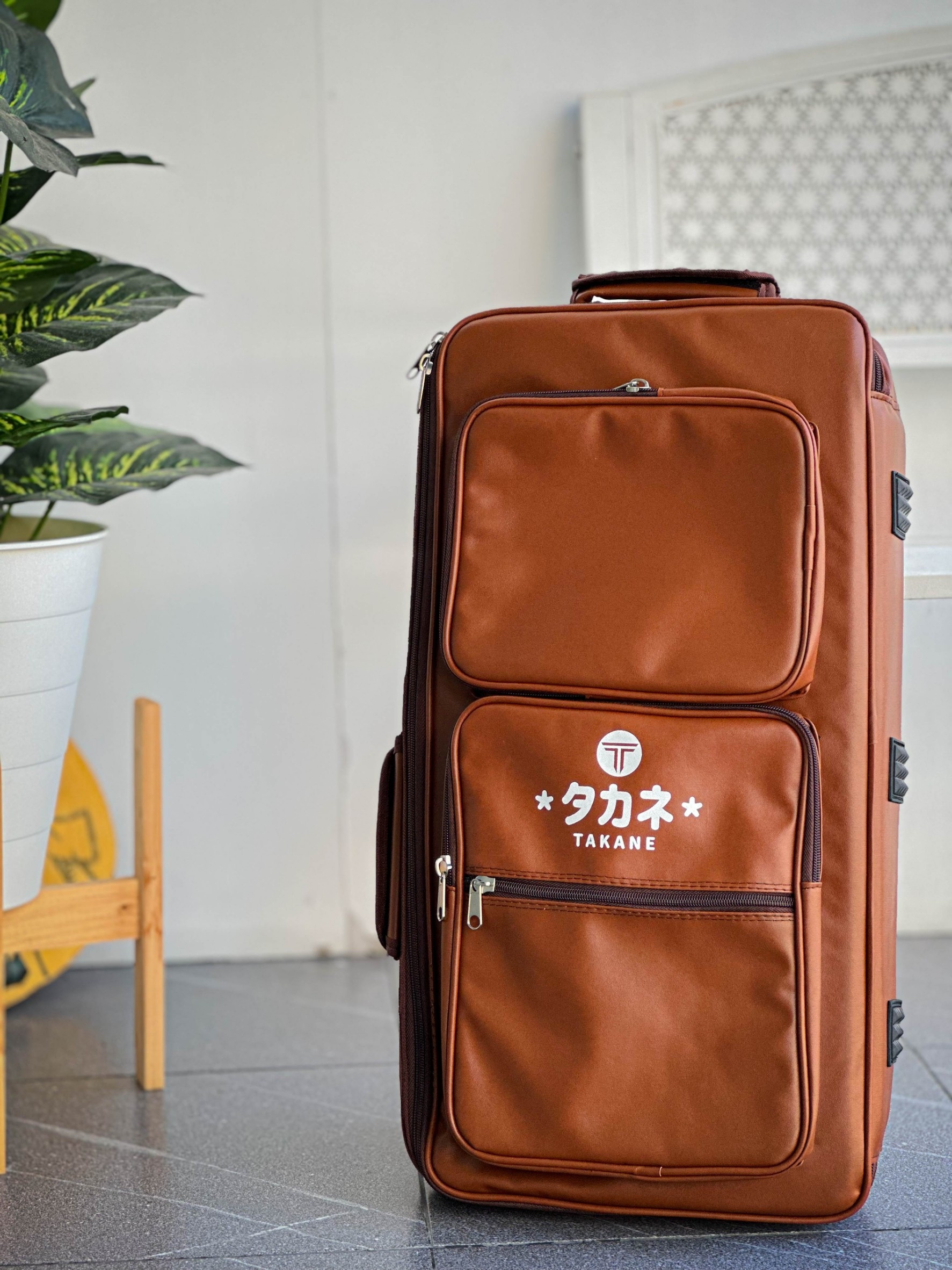 กระเป๋าใส่เอฟเฟค Takane วัสดุเป็นหนัง สีน้ำตาลอ่อน กระเป๋ากลองไฟฟ้า ใส่ PD705 / Roland SPD30 ได้ บุฟองน้ำหนา