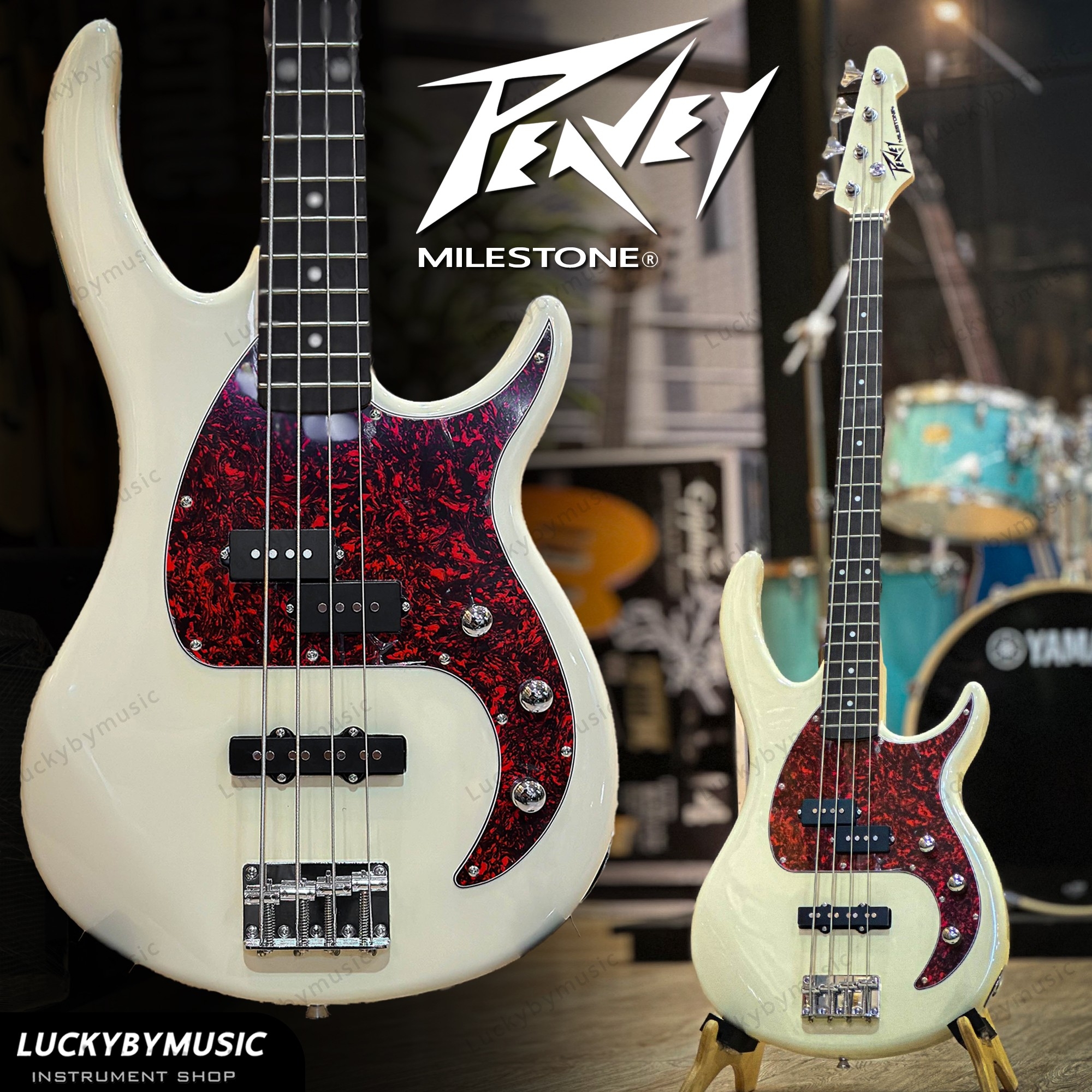 Peavey Milestone เบสไฟฟ้า 4 สาย 5สี จำนวน 20 เฟรต Bass Guitar พร้อม กระเป๋า ปิีก ประแจ