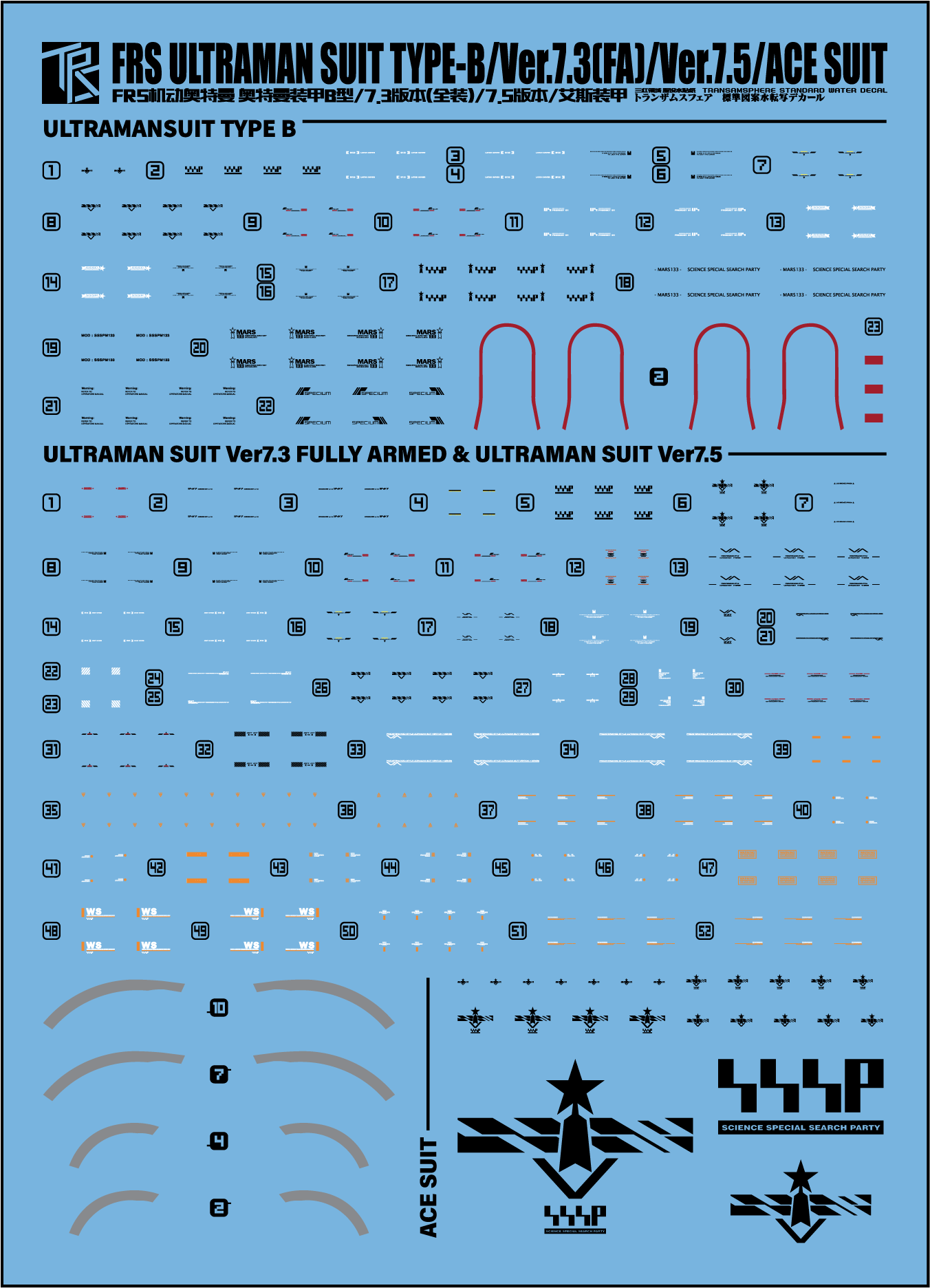 Water Decal 007 Figure-rise Standard ULTRAMAN [B TYPE] & 7.5 ยี่ห่อ TRS-Decal (สินค้าเหลือ1 แผ่น สั่งซื้อแล้วรอทางร้านติดต่อกลับ)