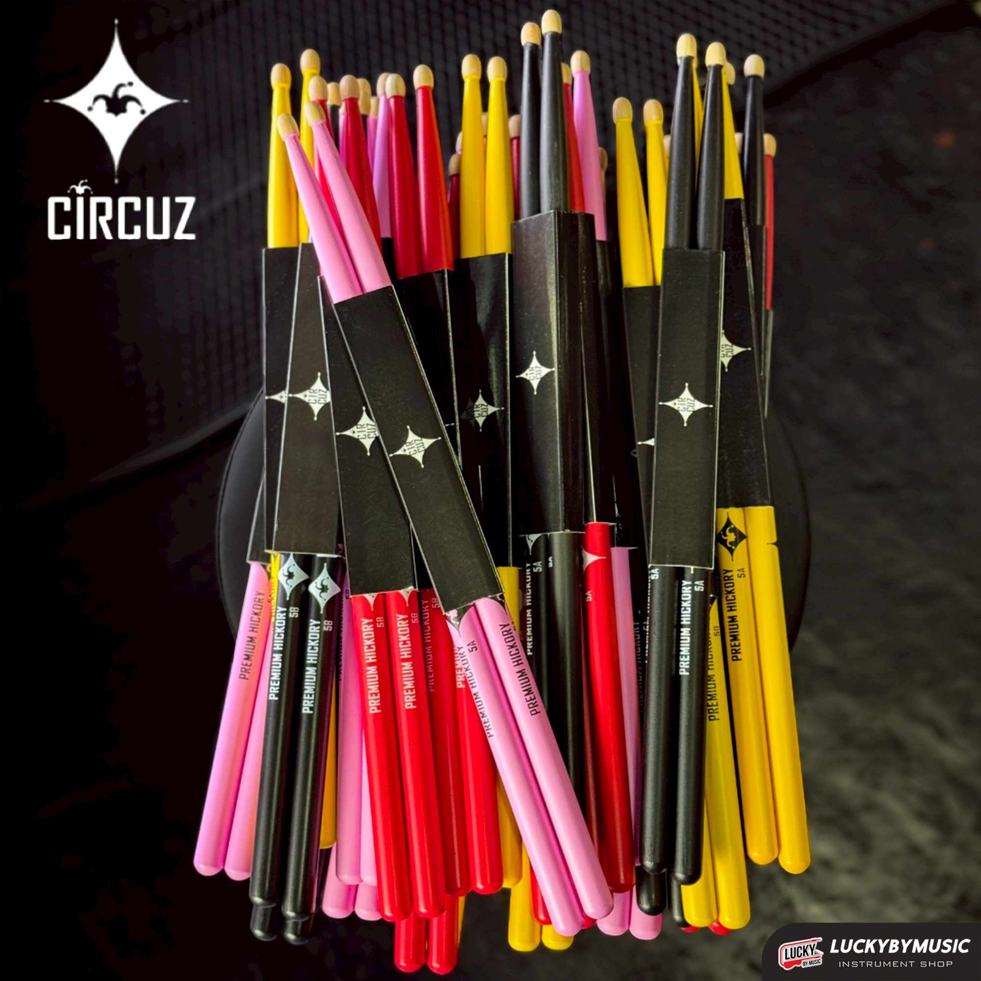 ไม้กลอง Circuz Color ขนาด 5A/5B คุณภาพสูง ผลิตจาก American Hickory เกรดพรีเมียม แข็งแรงทนทาน ไม่หักง่าย