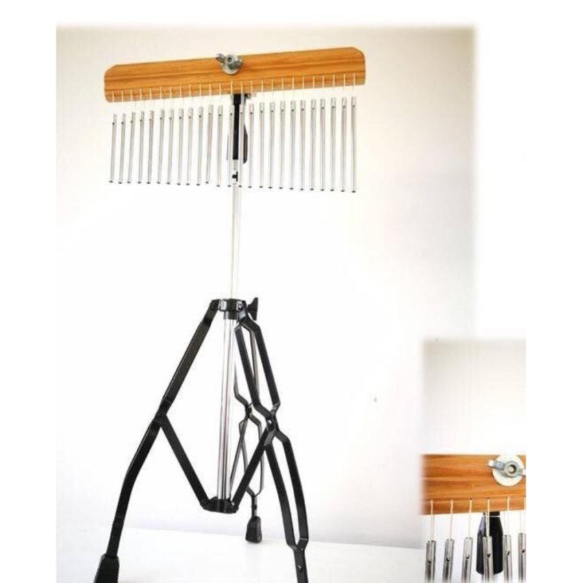 Chime Bar Percussion ราวเบล 25 บาร์ โครเมียม ระฆังราว - สีไม้ (25 Chime) - พร้อมขาตั้งครบชุด ฟรีไข่เขย่า 2 ลูก