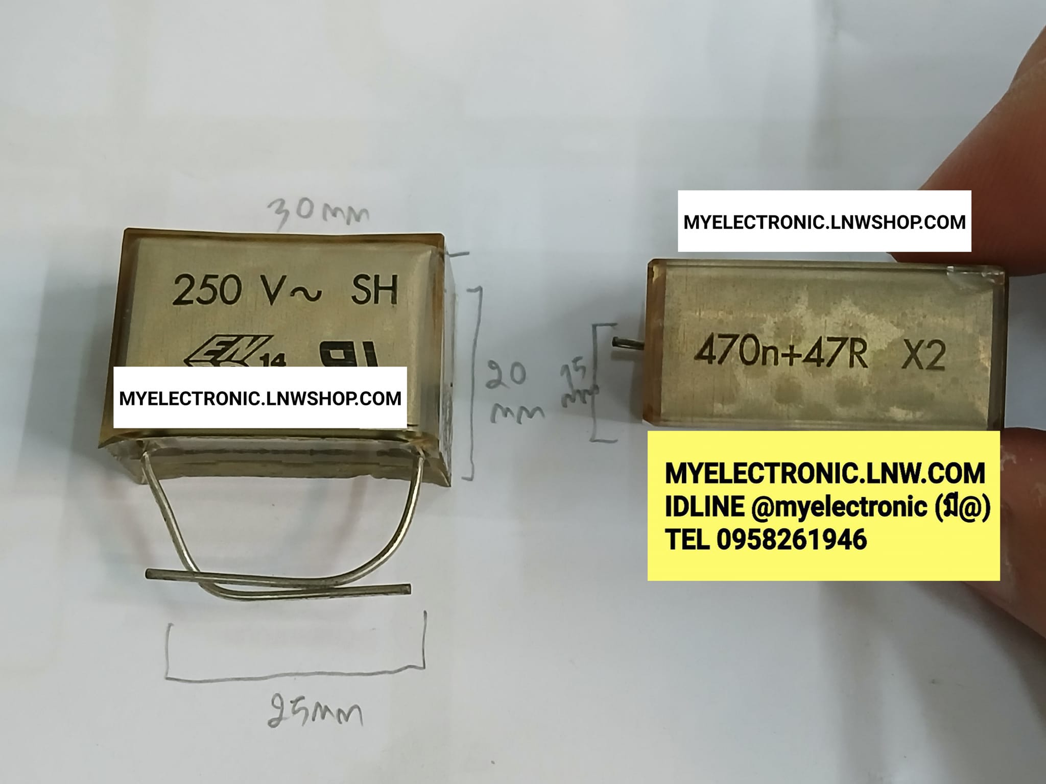 ขาย 0.47UF+47R 250V AC 470NF+47R 0.47UF+47ohm 470NF+47ohm 250V AC ยี่ห้อ RIFA ของแท้ ราคา ตัวละ . . . . หน่วย บาท