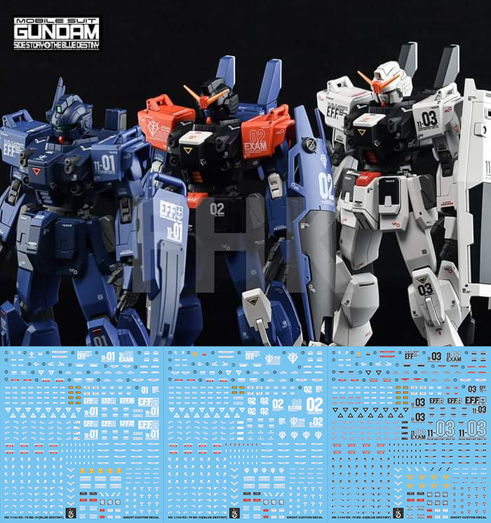 Water Decal 052 HG1/144 Gundam Blue Destiny 01.02.03 ยี่ห่อ Ghost-Decal
