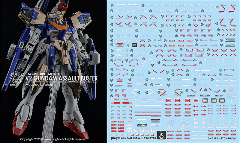 Water Decal 008 MG1/100 V2 Gundam Assault Buster Ver.Ka ยี่ห่อ Ghost-Decal