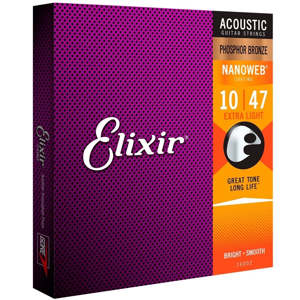 สายกีตาร์โปร่ง Elixir เบอร์ 10 / 47 Nanoweb (12052) เคลือบสนิม