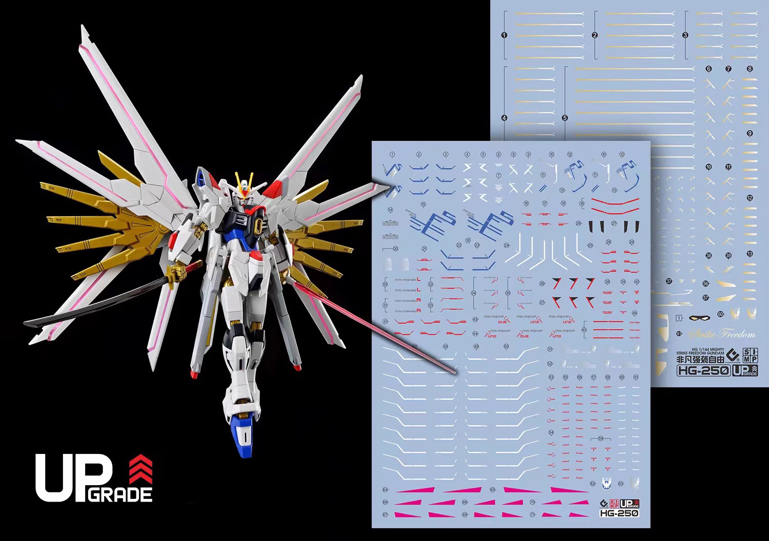 223 Water Decal HG 1/144 Mighty Strike Freedom Gundam ยี่ห้อ S.I.M.P. Model Decal