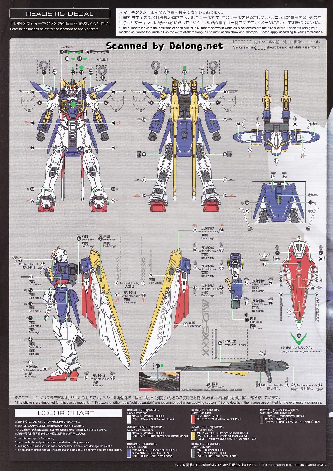 109 Water Decal RG1/144 Gundam Wing Zero & Wing TV ยี่ห่อ S.I.M.P. Model Decal