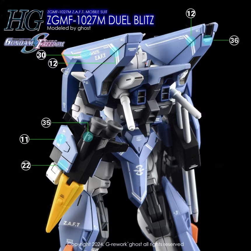 Water Decal 221 HG 1/144 Duel Blitz Gundam ยี่ห้อ Ghost Decal