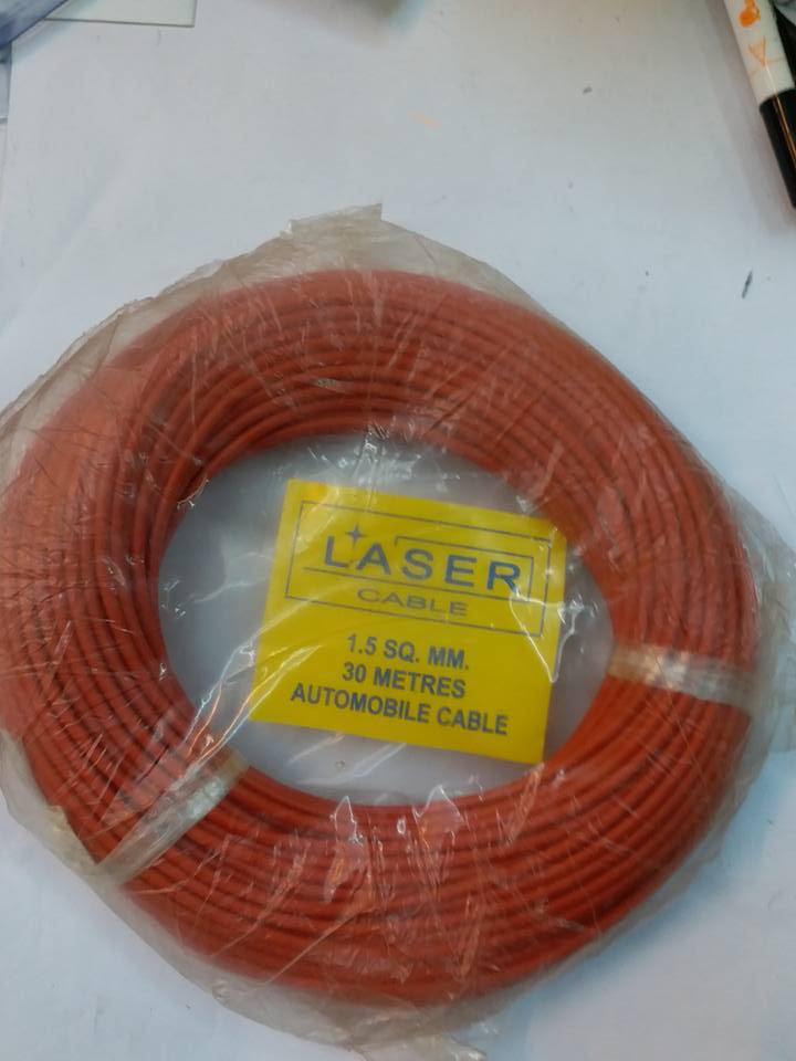 สายไฟอ่อนสีแดงเดินวงจรขนาด1.5มม.เส้นทองแดงฝอย1ม้วนยาว30เมตรWIRE COLOR RED 1.5MMสายไฟ1.5SQMM1ม้วน=30เมตรยี่ห้อLASER CABLEสายไฟ1.5มม.สีน้ำแดงสายไฟ1.5MMราคาม้วนล่ะ