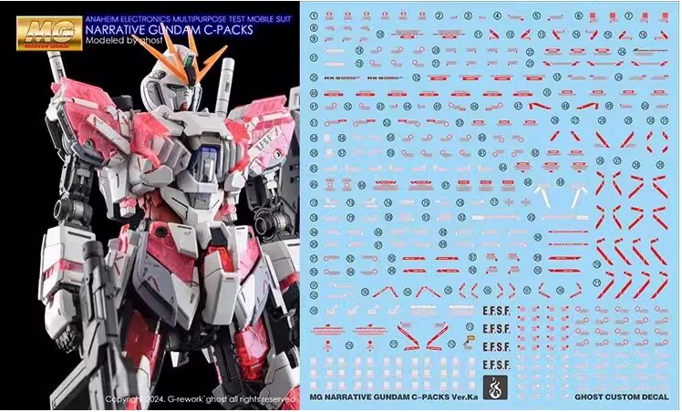 Water Decal 211 MG 1/100 NARRATIVE GUNDAM C-PACKS Ver.Ka ยี่ห้อ Ghost Decal