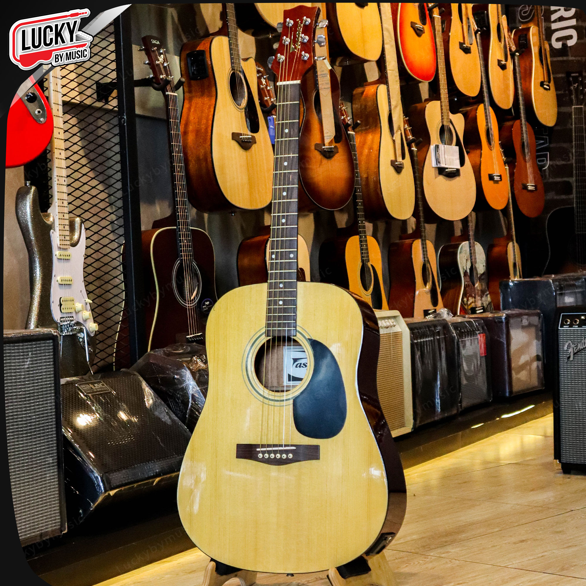 กีตาร์โปร่งไฟฟ้า Faster FWF-380N โปร่งไฟฟ้า 41นิ้ว ทรงเต็ม ไม้หน้าสปรู๊ช กีต้าร์โปร่ง ฟรี ปิ๊ก2อัน ประแจ คู่มือ กระเป๋า