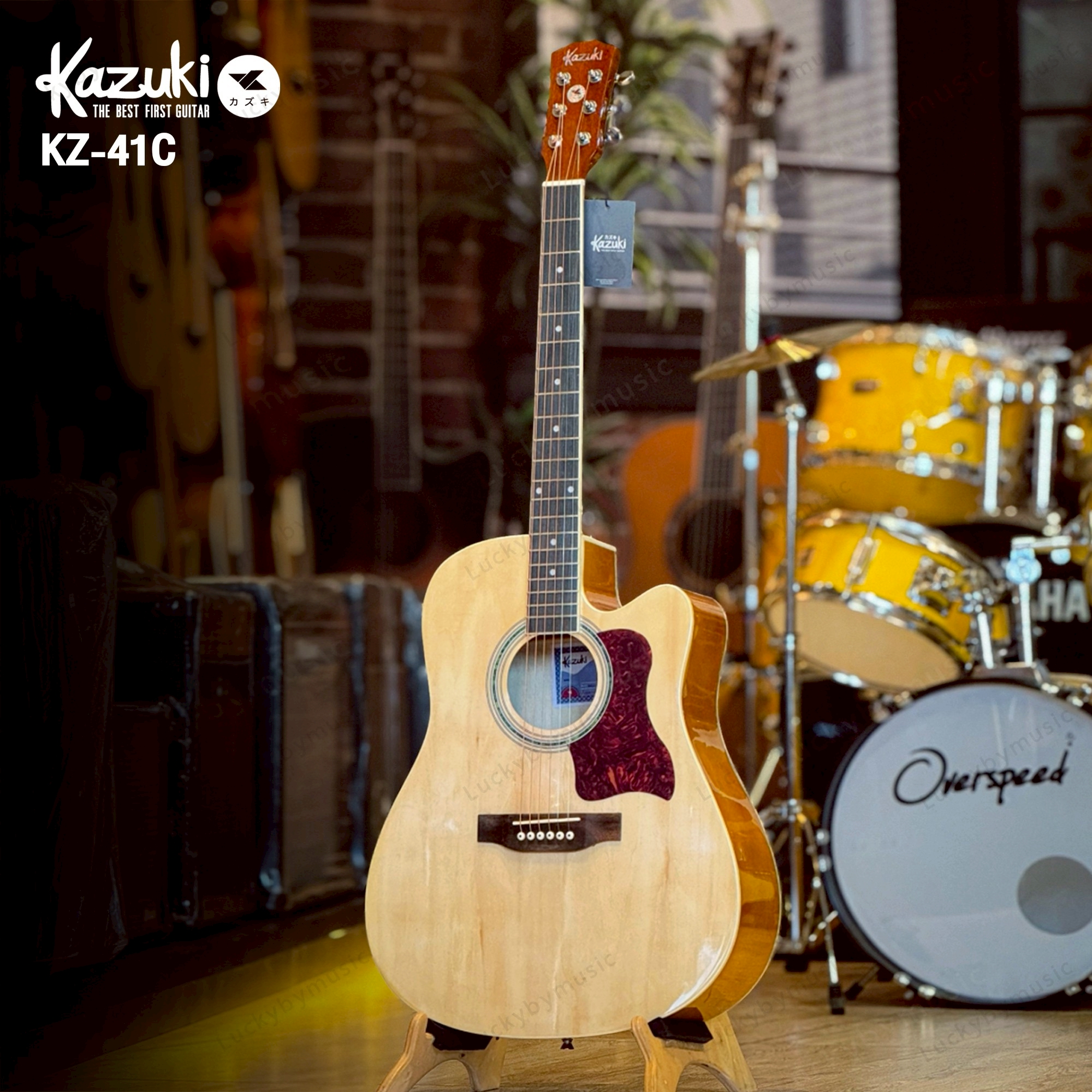 Kazuki รุ่น KZ-41 กีตาร์โปร่ง ขนาด 41 นิ้ว ทรงเว้า เสียงใส กังวาน 5 สี เลือกเซต
