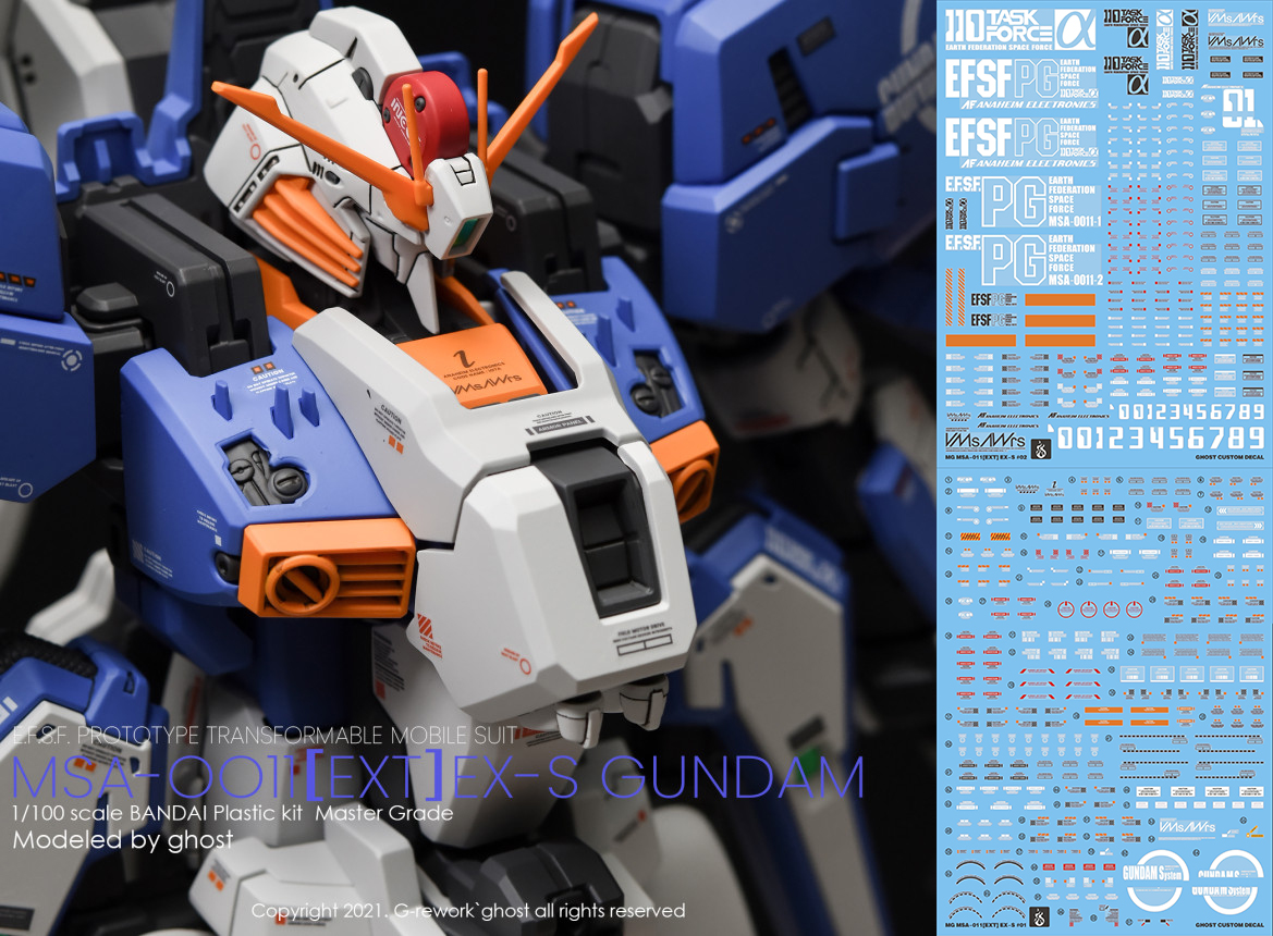 Water Decal 084 MG1/100 EX-S Gundam ยี่ห่อ Ghost-Decal