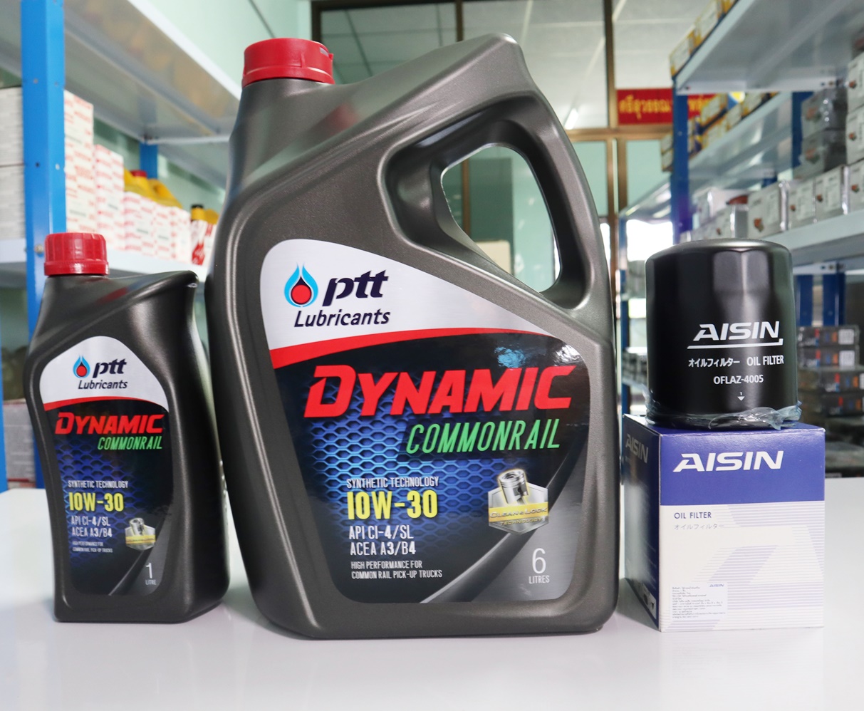PTT Dynamic Commonrail SAE 10W-30 น้ำมันเครื่องกึ่งสังเคราะห์ 6+1 ลิตร แถมฟรี ใส้กรองน้ำมันเครื่อง All New Isuzu Dmax 2500 - 3000 Ddi และ Ddi VGS Turbo ปี 2012 -2017 Aisin