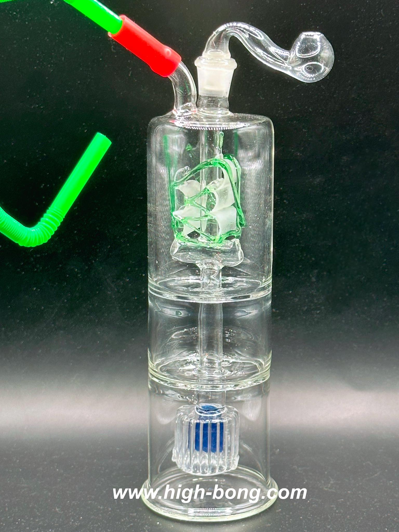 Junk Rig Glass Bong (เขียว) (ตุ้มทราย) (17cm.)