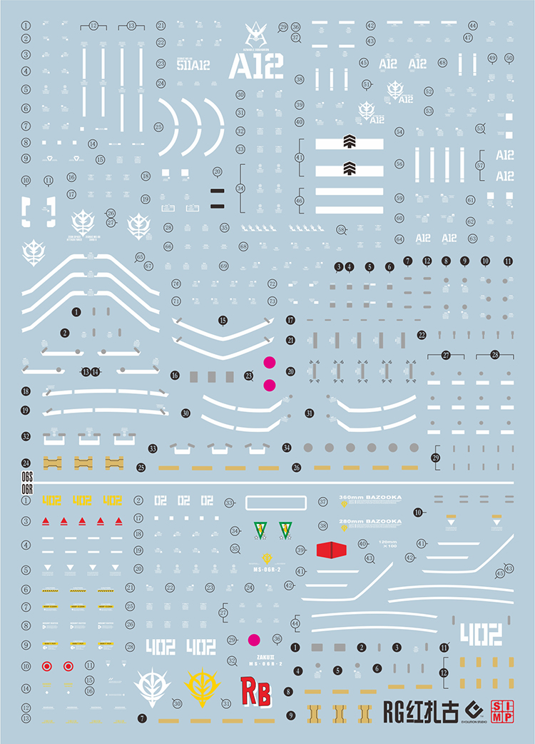 086 Water Decal RG1/144 ZakuII Char's & Johnny Ridden`s ยี่ห่อ S.I.M.P. Model Decal