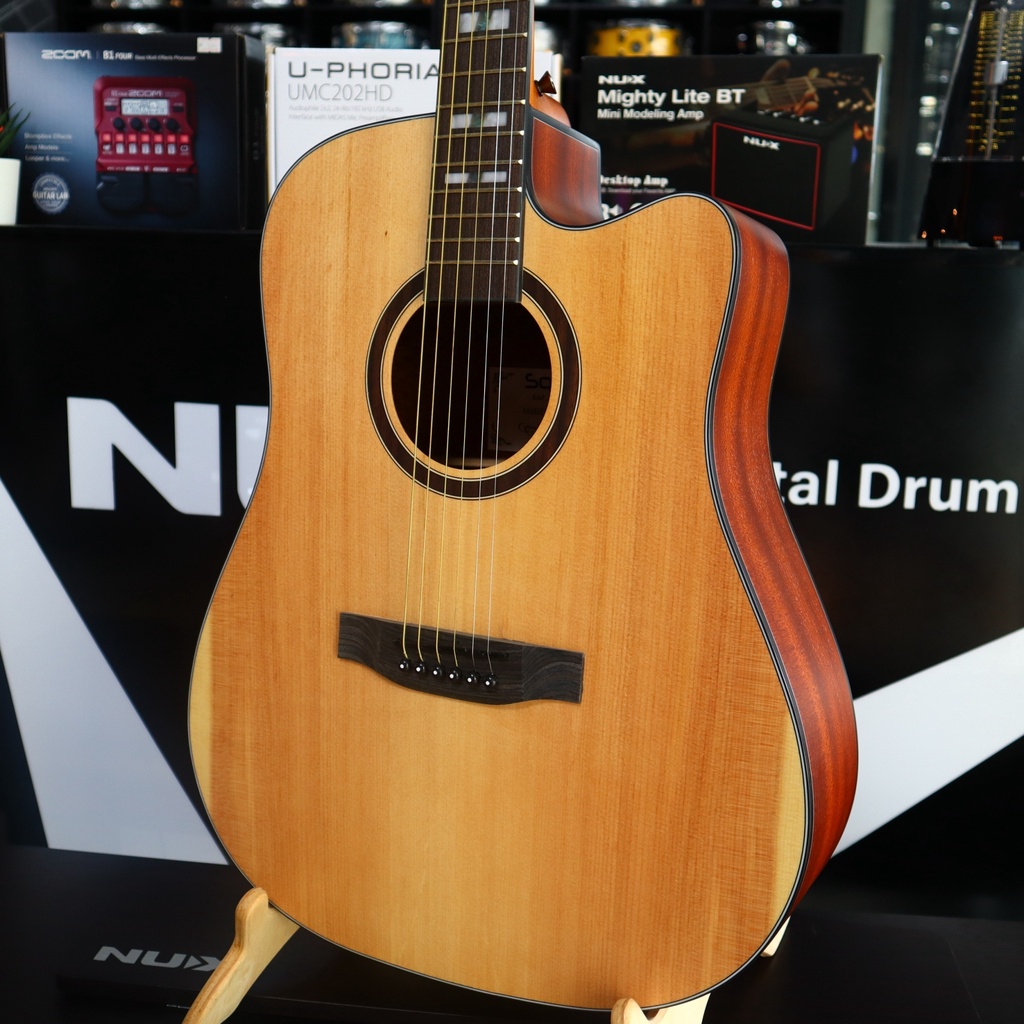 SQOE หน้าไม้แท้ 💥 กีต้าร์โปร่งไฟฟ้า รุ่น WD68