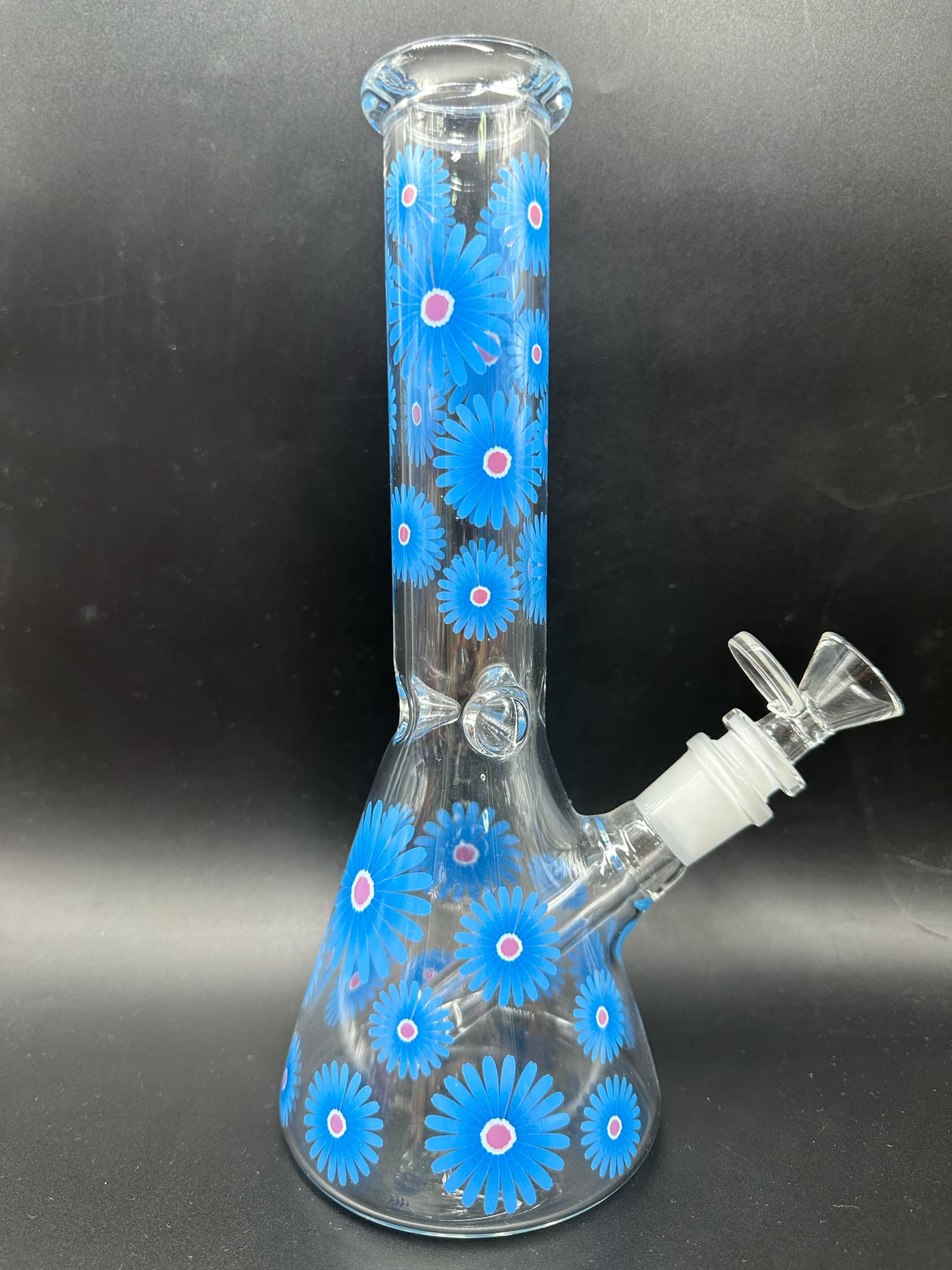 Blooming Flowers Glass Bong (25cm.)(Blue)