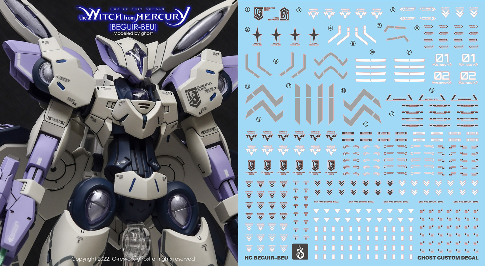 Water Decal 136 HG1/144 Beguir Beu ยี่ห่อ Ghost-Decal