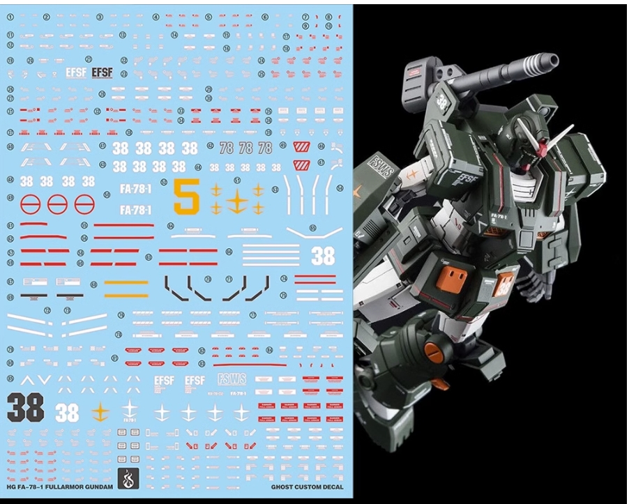 Water Decal 165 HG 1/144 FA-79-1 Full Armor Gundam ยี่ห่อ Ghost-Decal