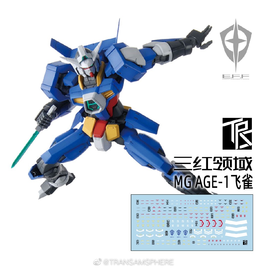 Water Decal 040 MG1/100 Gundam AGE-1 Spallow ยี่ห่อ TRS-Decal
