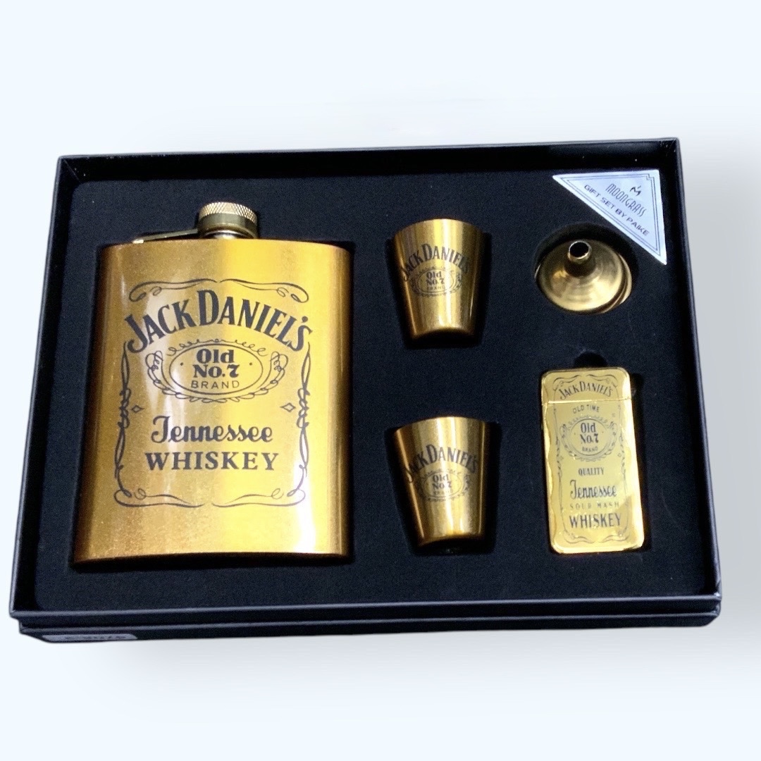 ขวดเหล้า ขวด แบบชุด+ไฟแช็ค Jack Daniels สีทอง
