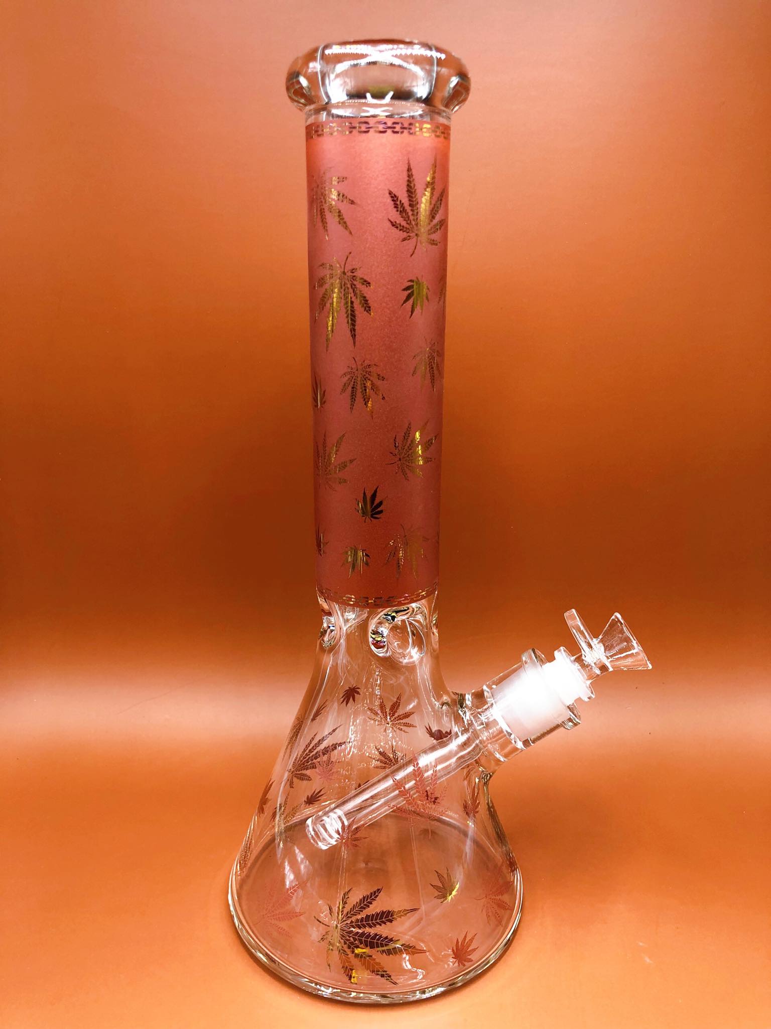 Ganja Leaf Glass Bong (Red)