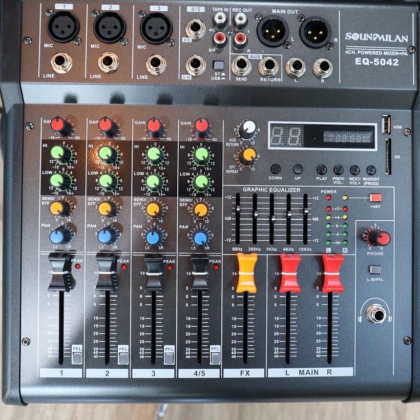 SOUNDMILAN รุ่น EQ-5042 พาวเวอร์มิกซ์ ขยายเสียง มิกเซอร์ 500วัตต์