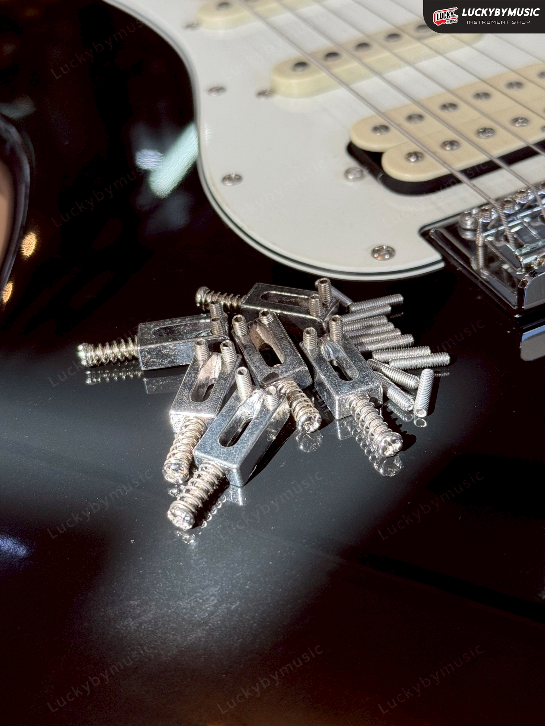 หย่อง สพานสายกีตาร์ไฟฟ้า แบบแยก ย่องเหล็กตัน แบบร้อยสายด้านหลัง ชุบโครเมี่ยม แข็งแรง เสียงตรง ปรับ สูง - ต่ำได้