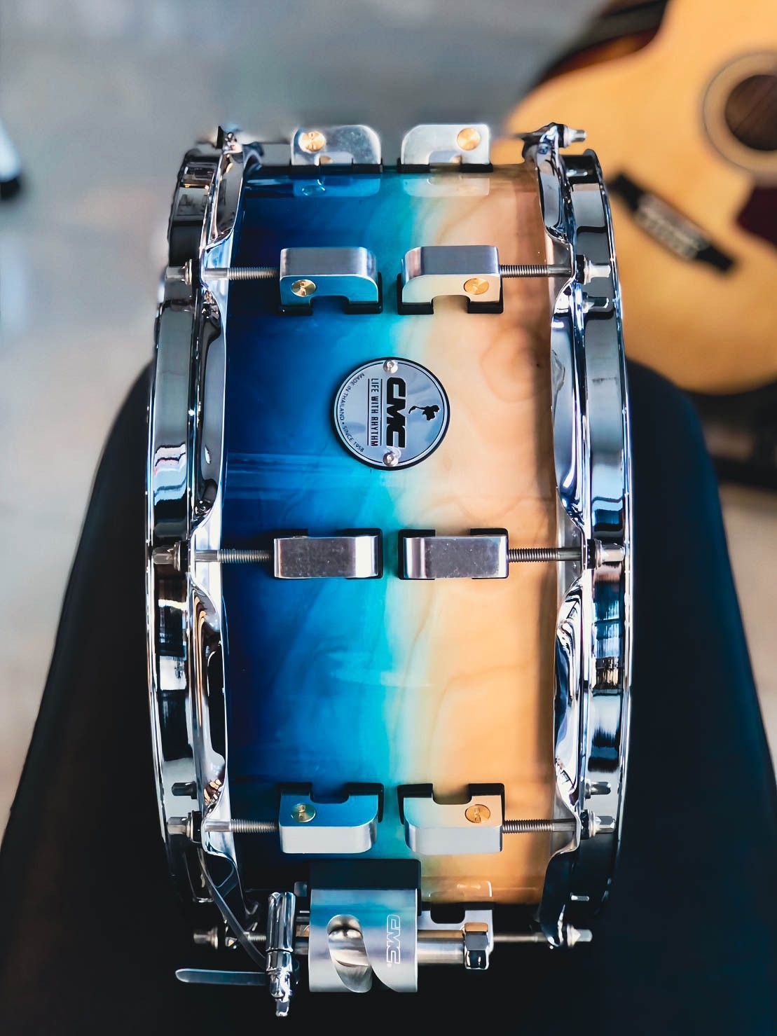 สแนร์ CMC Remix EVO กลองสแนร์ Aqua Blue FADE ทำจากไม้ American Maple + European Birch