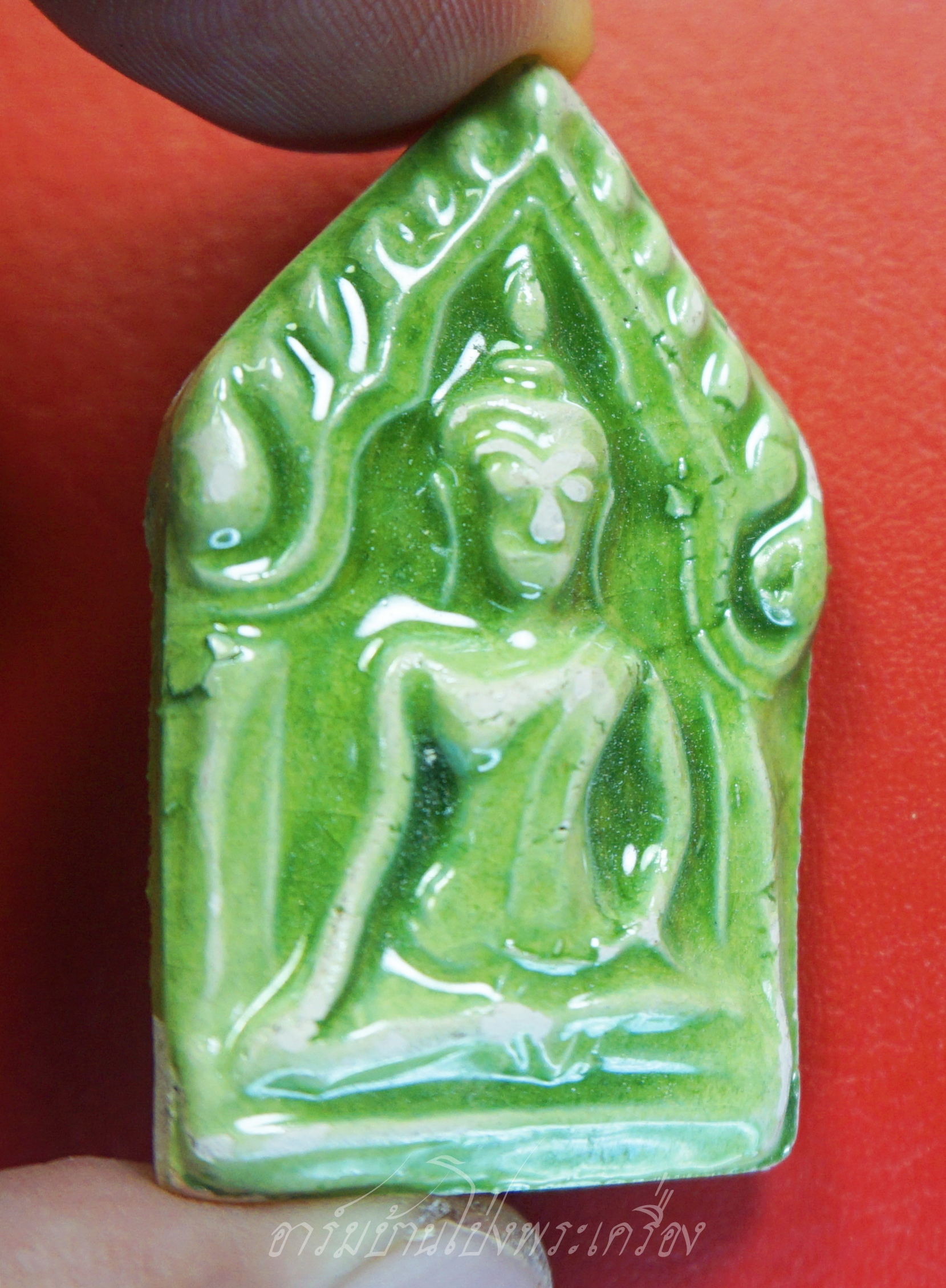 ขุนแผน เนื้อกระเบื้องเคลือบ สีเขียว วัดโชติทายการาม ปี๒๕๕๘(องค์ที่1)