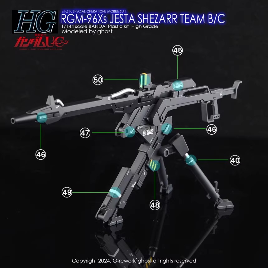 Water Decal 238 HG1/144 RGM-96XS Jesta (Shezarr Type, Team B & C) ยี่ห้อ Ghost Decal