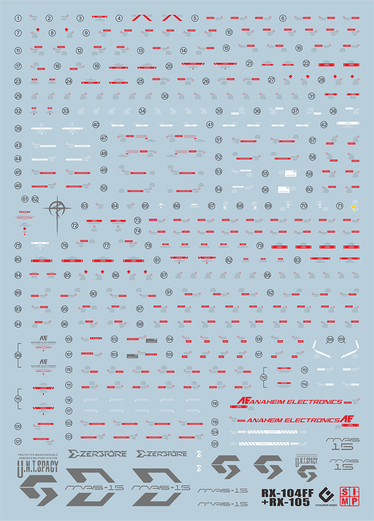 103 Water Decal HG1/144 Xi Gundam VS Penelope ยี่ห่อ S.I.M.P. Model Decal
