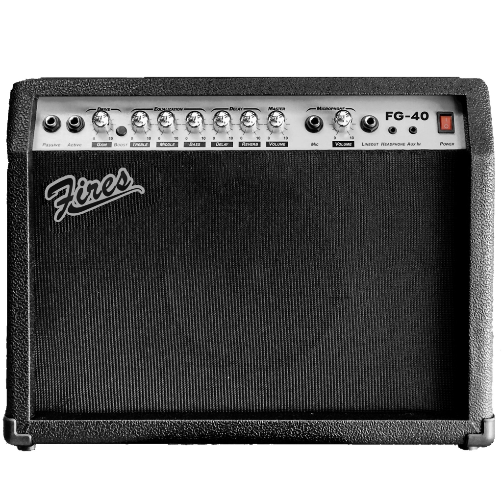 Fires แอมป์กีต้าร์ไฟฟ้า FG-40 แอมป์กีต้าร์โปร่งไฟฟ้า มีเอฟเฟคเสียงแตก ช่องเสียบไมค์ ฟรี สายแจ็ค1เส้น