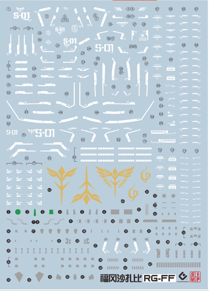 208 Water Decal RG 1/144 MSN-04FF Sazabi (Gundam SIDE-F ver.) ยี่ห่อ S.I.M.P. Model Decal