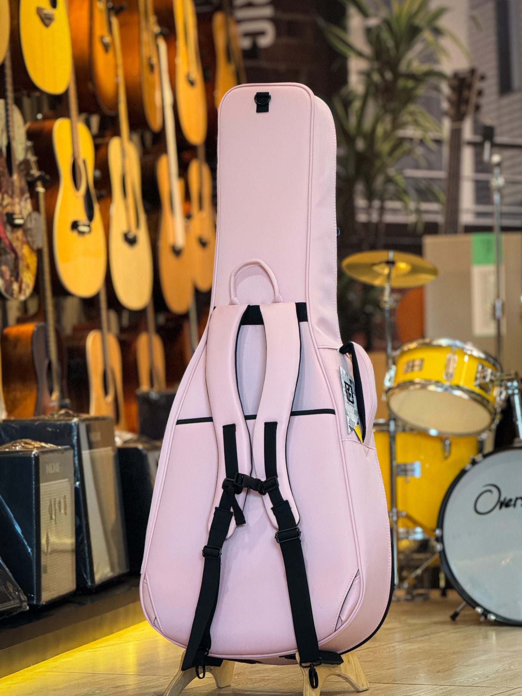 Real Mission ซอฟเคสกีตาร์โปร่ง เขียว/ชมพู รุ่นผ้า ขนาด 41 นิ้ว กระเป๋ากีตาร์โปร่ง ป้องกันการกระแทกได้ดี วัสดุกันน้ำ