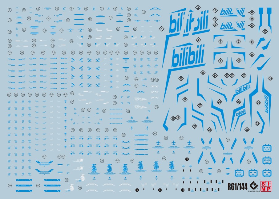 044 Water Decal RG1/144 Unicorn03 Phenex - Narrative ver สีฟ้า ยี่ห่อ S.I.M.P. Model Decal (สินค้าเหลือ 1 แผ่น กรุณารอทางร้านแจ้งกลับนะครับ )